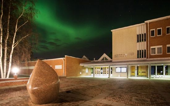 Northern Lights Above the University of Lapland Main Building