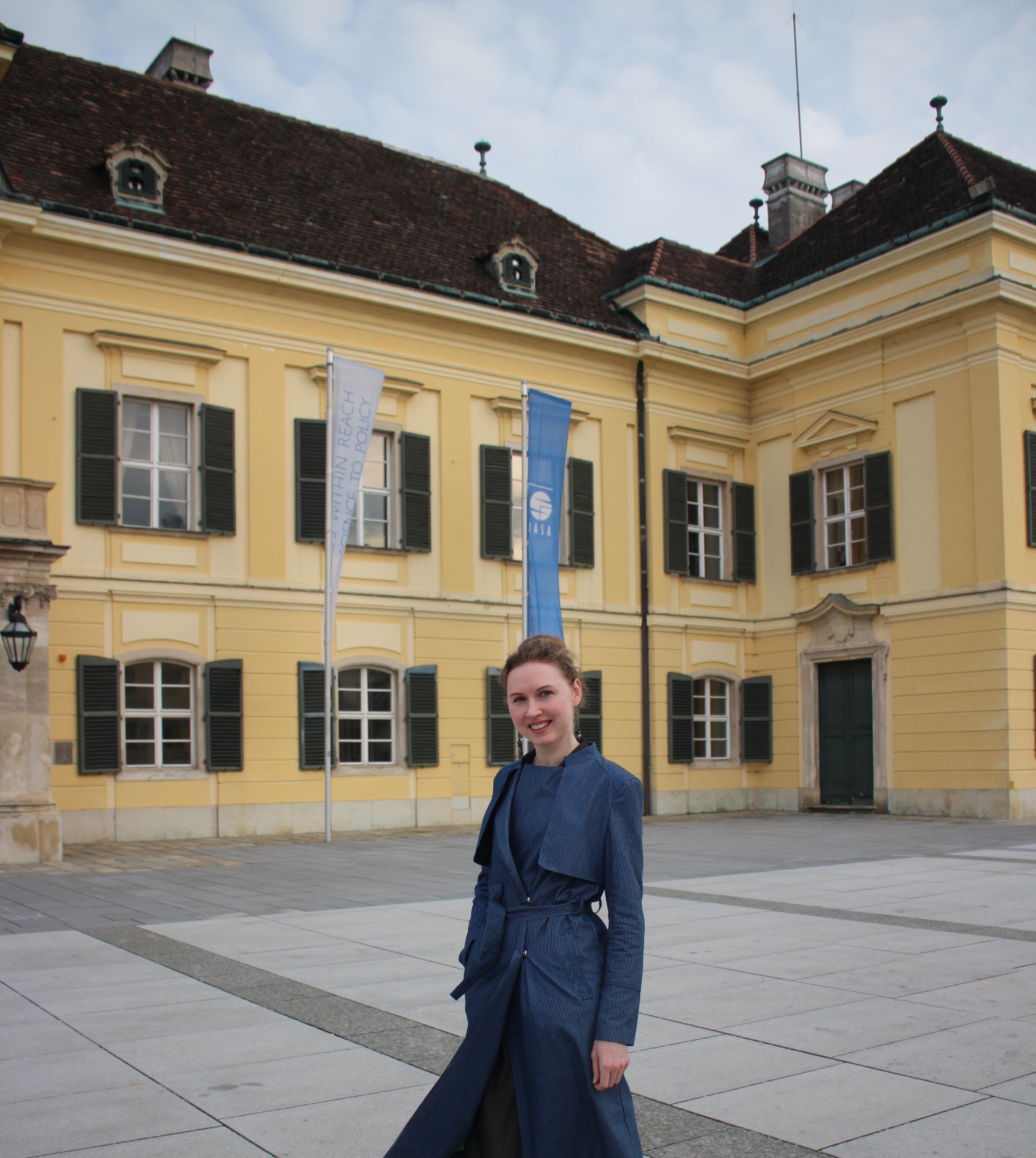 Anastasia in front of Schloss Laxenburg, the headquarters of IIASA.