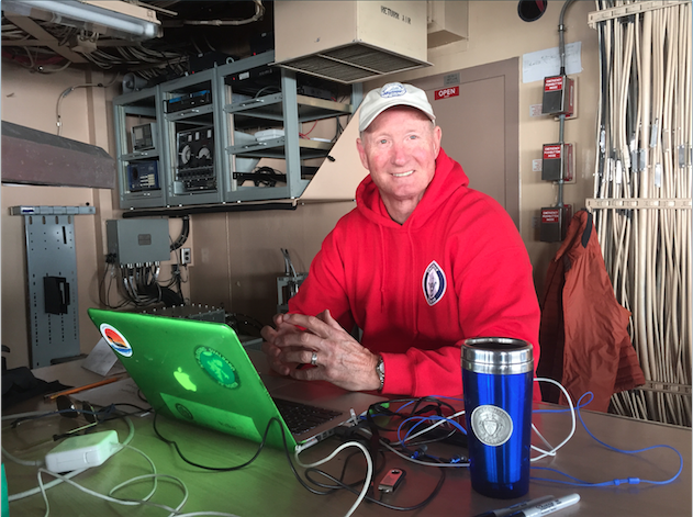 Jeffrey Welker at the bridge of the US Coast Guard Icebreaker Healy