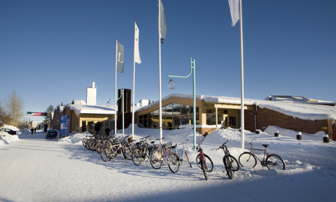 B house at campus Luleå in winter