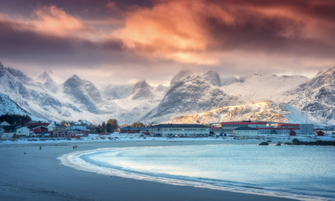 Beautiful Arctic Sandy Beach Sea And Snowy EFLAW42
