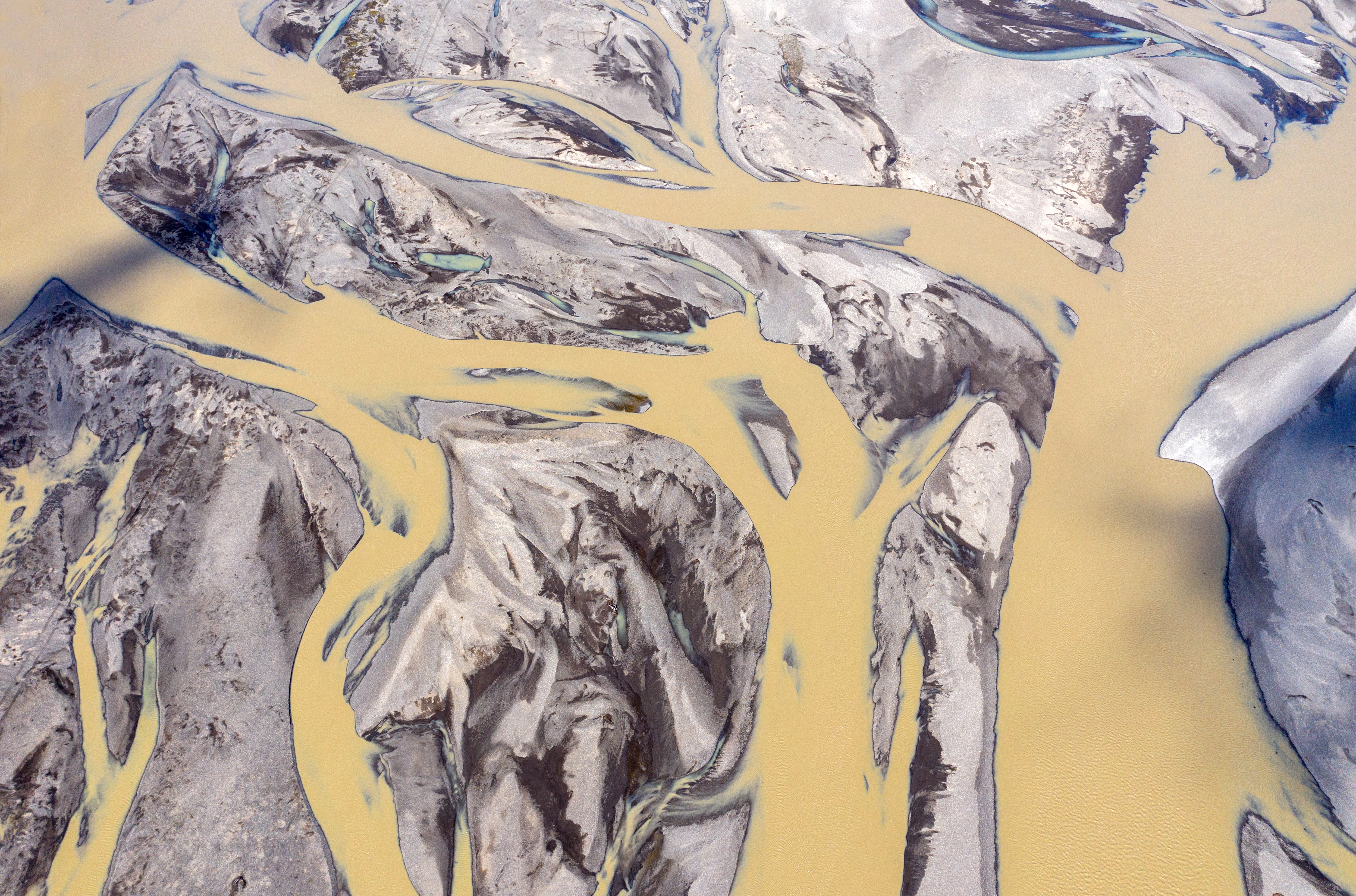 Aerial View Of Glacial River Of Vatnajokull A7B4ETZ