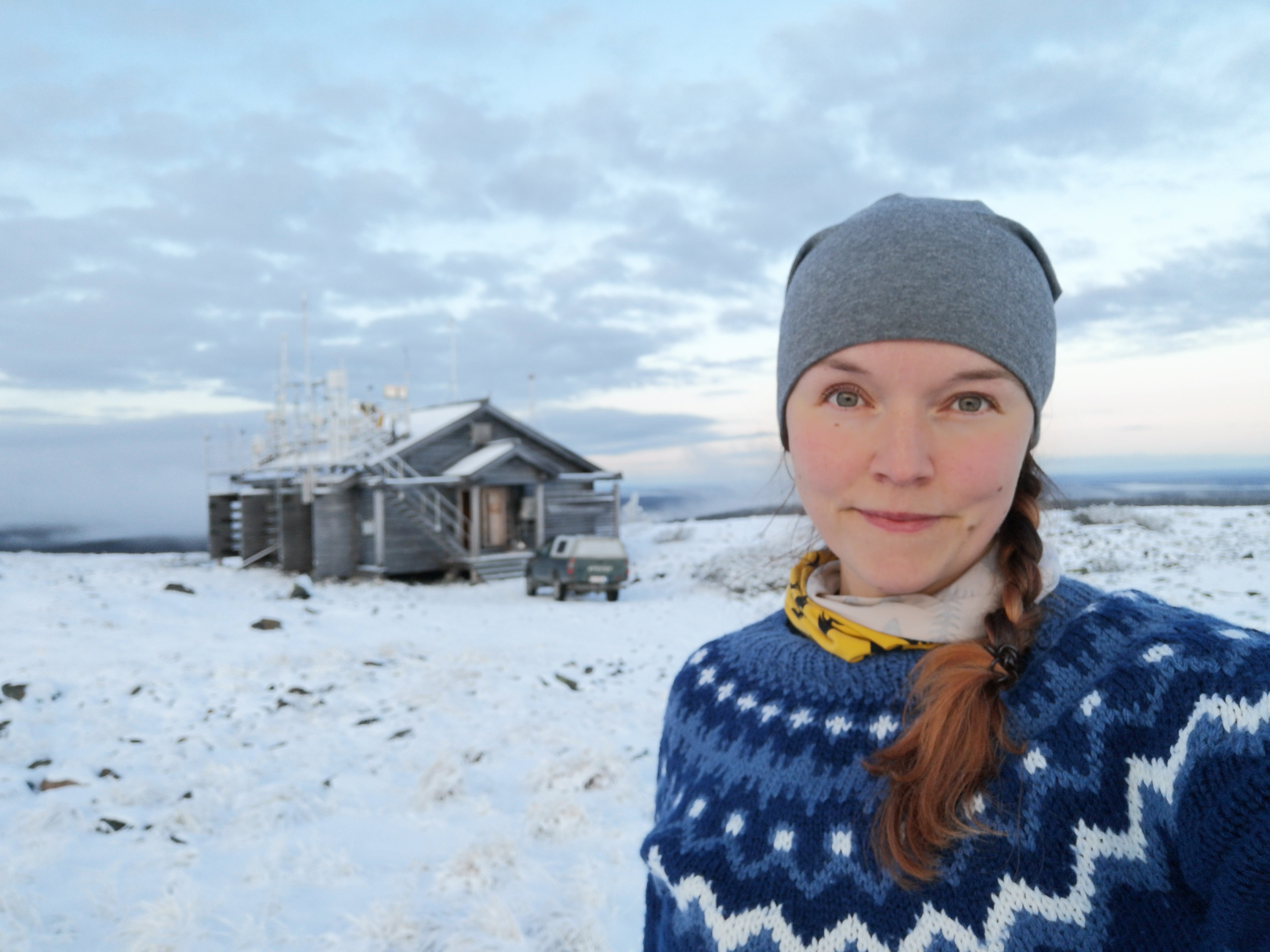 Kaisa-Riikka at the FMI Sammaltunturi Atmospheric Chemistry station, Pallas-Yllästunturi National Park