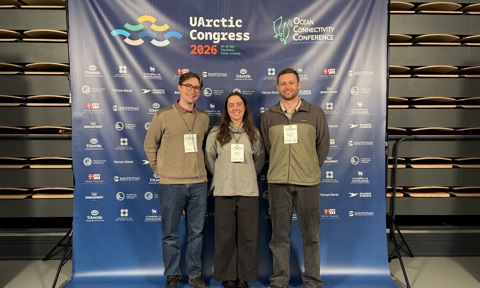 PHOTO: Youth Network:  Max Kelly, Paige Bodnar, and Dylan Morawski at the UArctic Congress 2026 in the Faroe Islands.