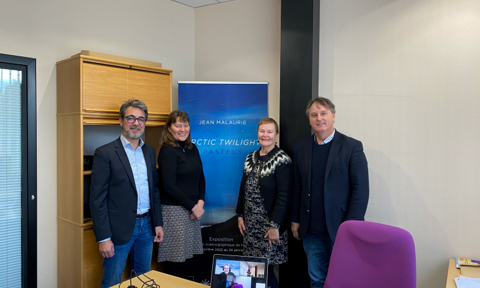 From left to right: UVSQ President Alain Bui, UArctic Chairs Hanne H. Christiansen, Arja Rautio and Jan Borm, as well as online UArctic Chair Roland Kallenborn