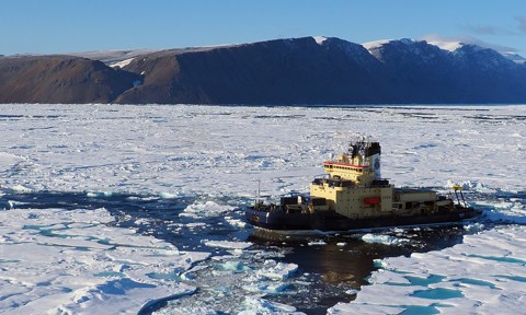 The icebreaker Oden near Stephensons Island. 
