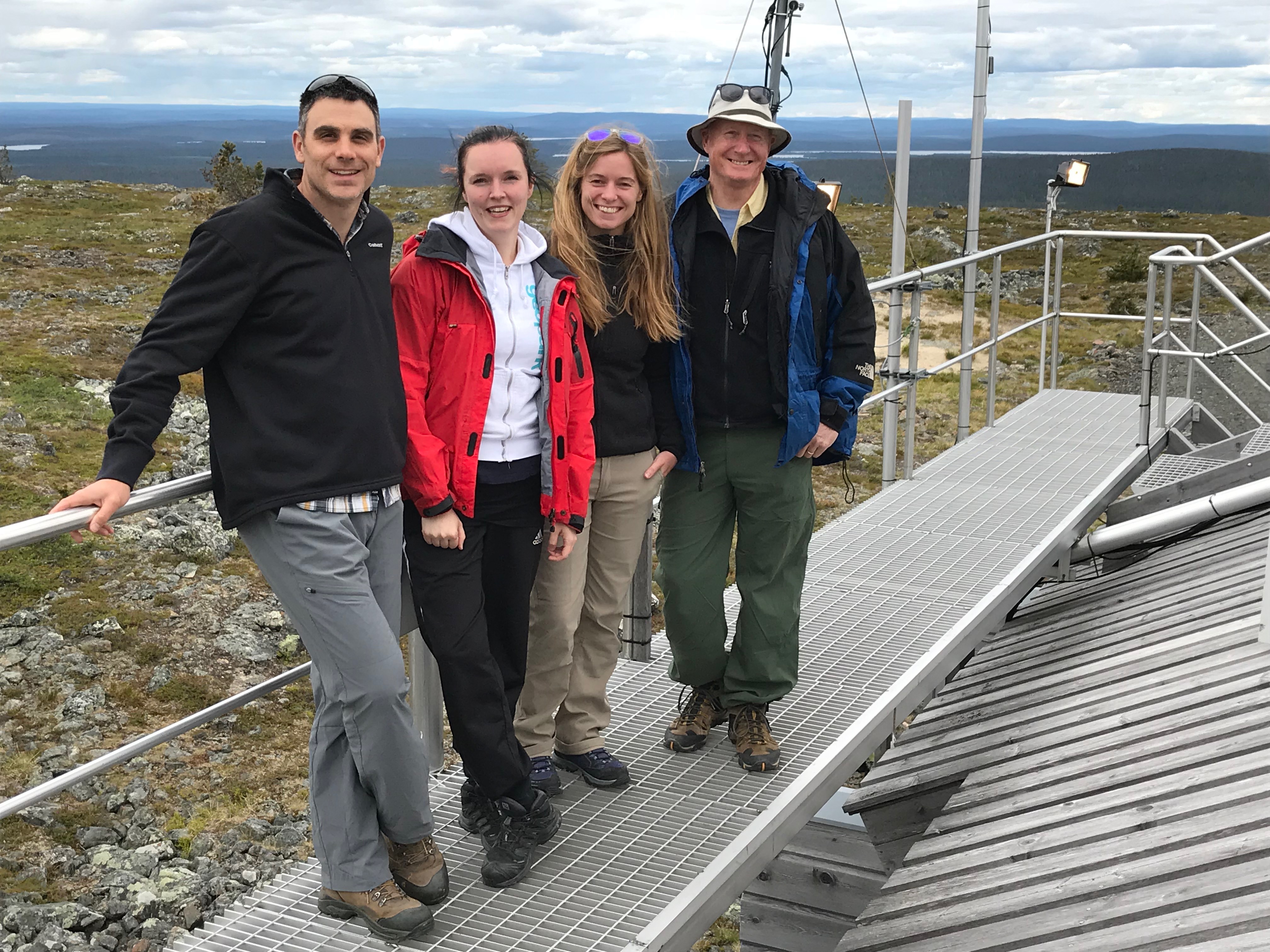 Eric Klein (left), Kaisa Mustonen, Hannah Bailey and Jeff Welker *, Pallas National Park, FMI Atmospheric Chemistry Laboratory at Sammaltunturi 